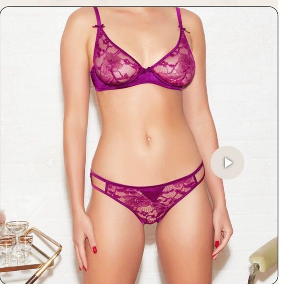 NWT Fleur De Mal Lace Panty MEDIUM Ouvert 'Magnolia In Vixen' Lingerie Sexy - Picture 2 of 6